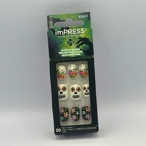 New Kiss Impress Short Square Fake Nails Día de Los Muertos/Day of the Dead
